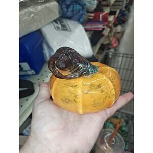 Handblown Glass Pumpkin Art Glass Deco Unmarked
